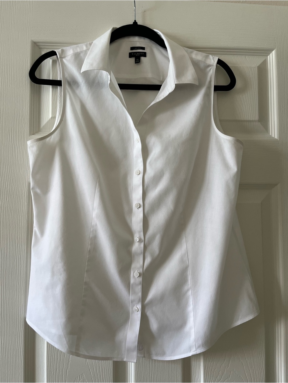 Talbots White NON-IRON SLEEVELESS PERFECT SHIRT 12P - Picture 2 of 7
